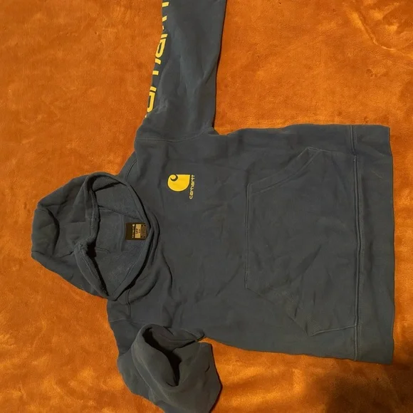 Carhartt Blue Hoodie with white Logo - Picture 3 of 9